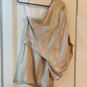 Halston Heritage gold shimmery one shoulder dress , NWT, Size 2